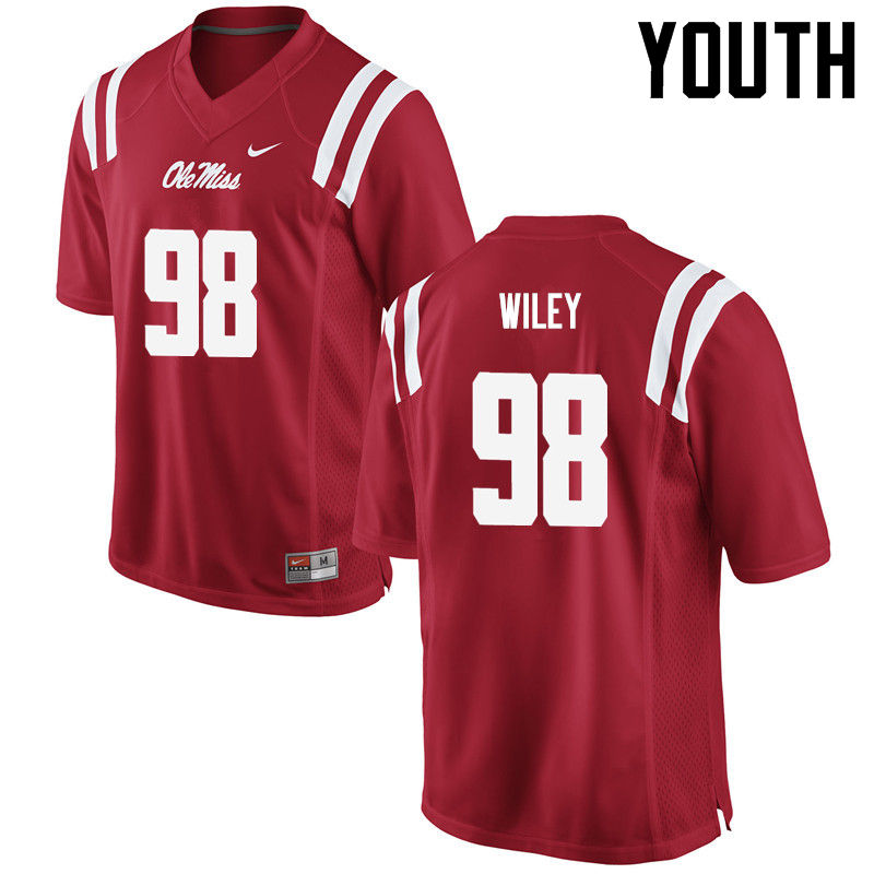 Charles Wiley Ole Miss Rebels NCAA Youth Red #98 Stitched Limited College Football Jersey PLS0858UZ